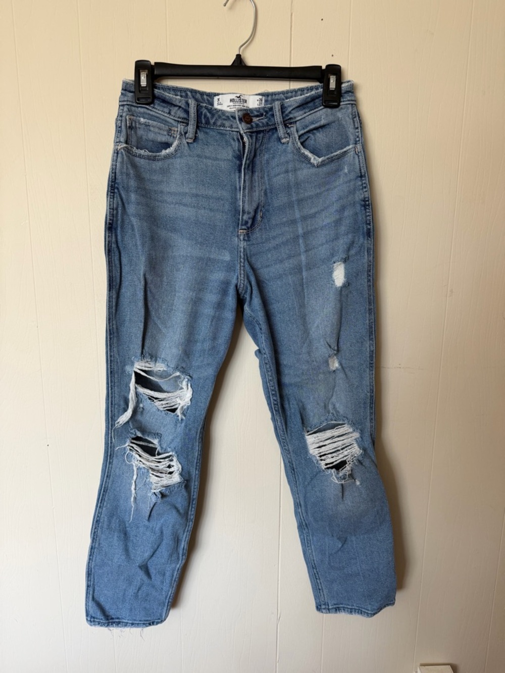 Hollister Light Blue Ripped Curvy Mom Jeans